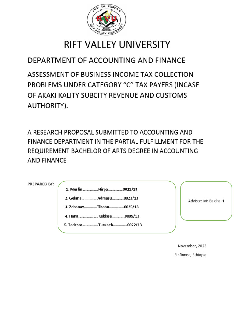 Rift Valley University: Department of Accounting and Finance | PDF ...