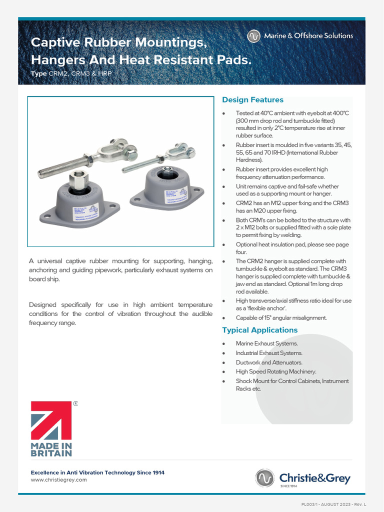Christie & Grey Captive Rubber Mountings | PDF | Thermal Insulation ...