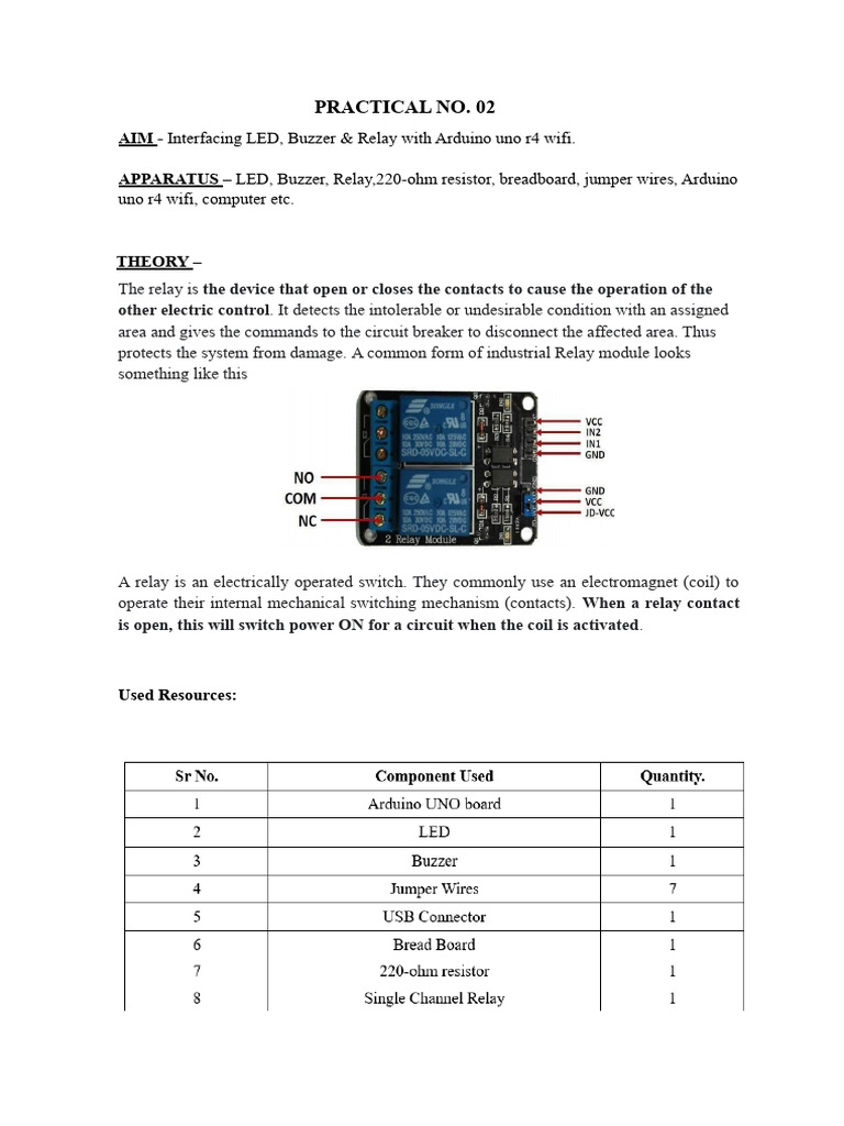 Arduino LED, Buzzer & Relay Guide | PDF | Relay | Arduino