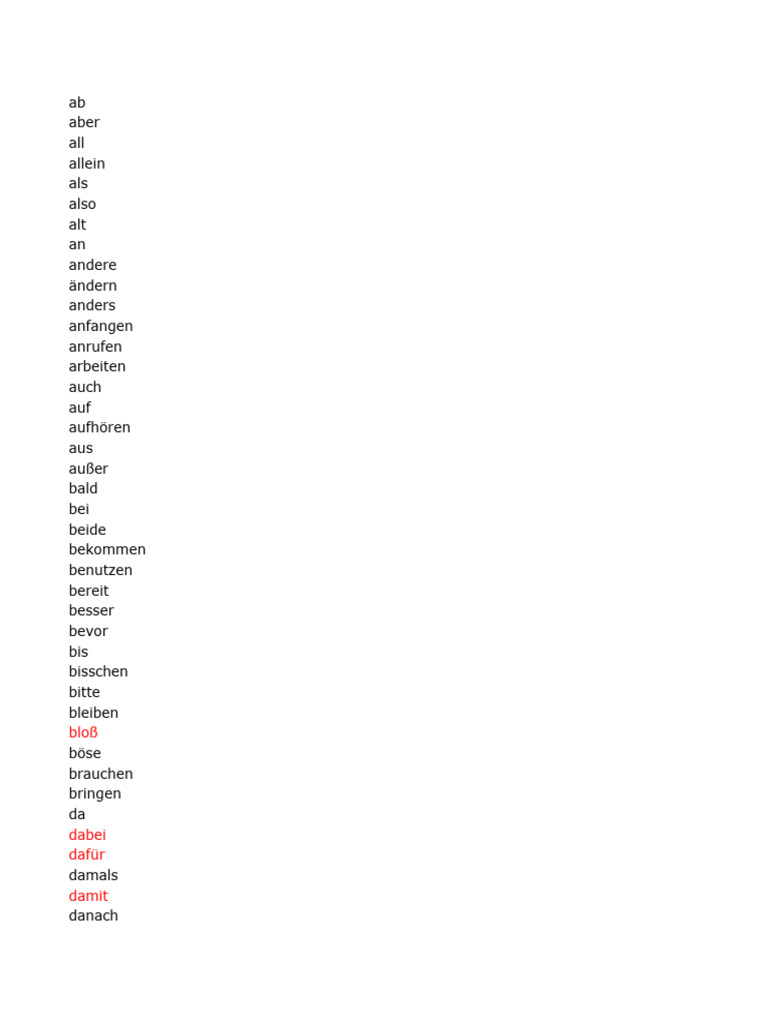 Most Used German Words | PDF