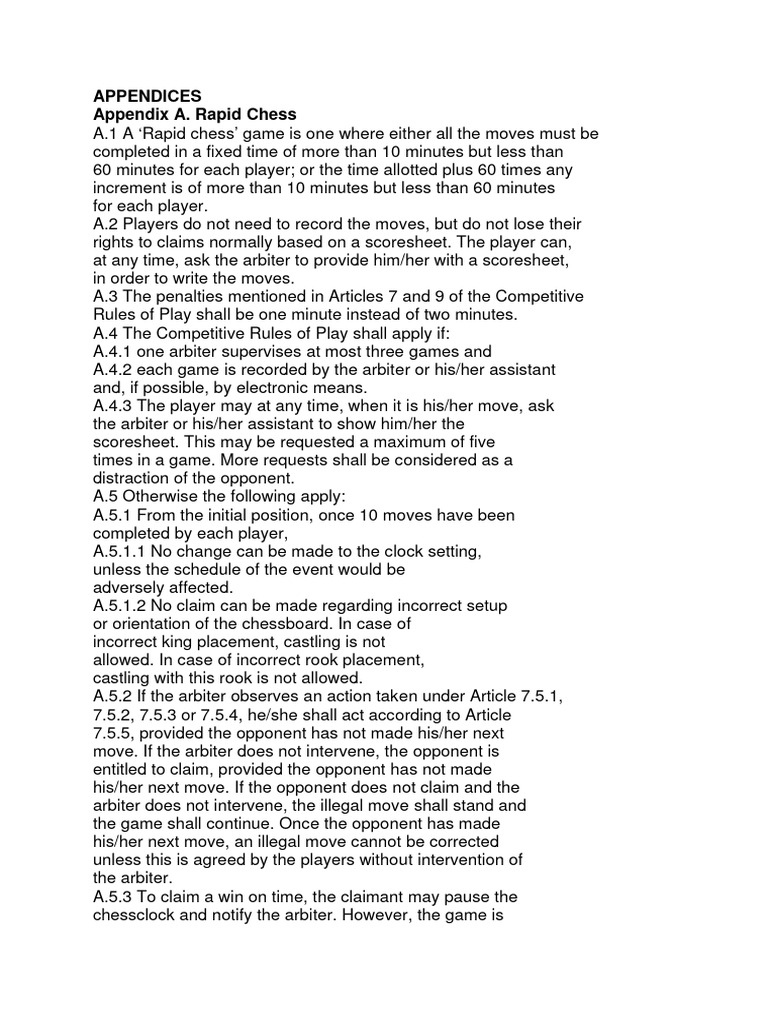 Appendix A and B - Rapid - Blitz - 2023 | PDF | Game Rules | Games Of ...