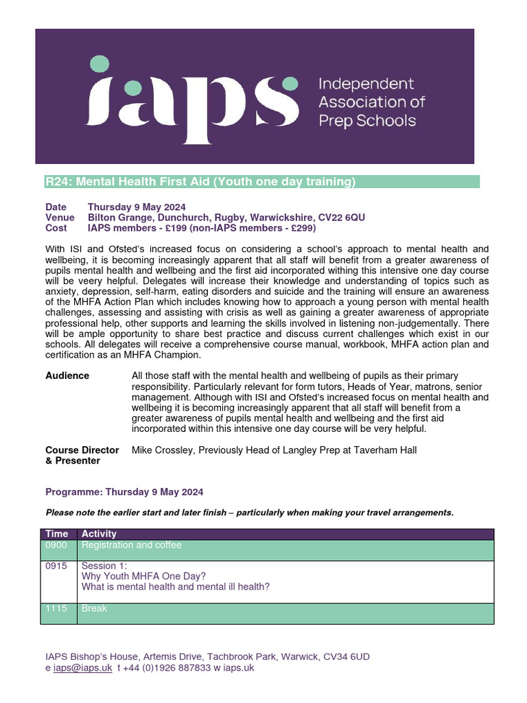 Youth Mental Health First Aid Training | PDF | Mental Health | Mental ...
