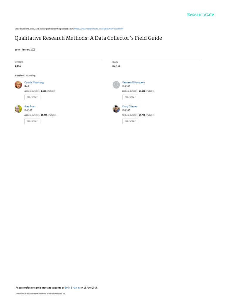 Qualitative Research Methods A Data Collector's Field Guide PDF