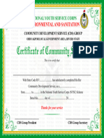 Certificate of Community Service E&s