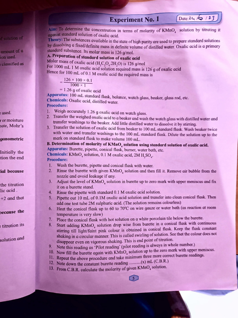 Chem Practical | PDF | Titration | Chemistry