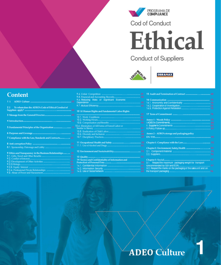 Code of Conduct Ethical Suplliers 08-2020 | PDF | Occupational Safety ...