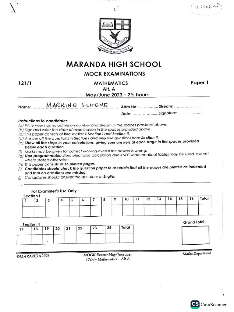 PP2 Mathematics Questions Document | PDF