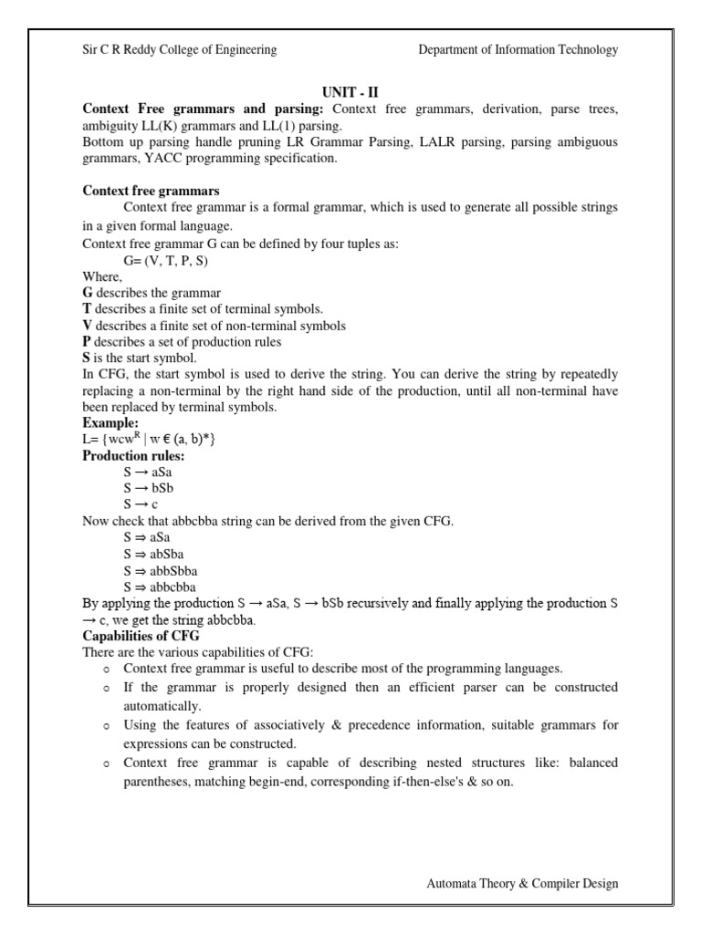At cd unit 2 pdf parsing computer programming