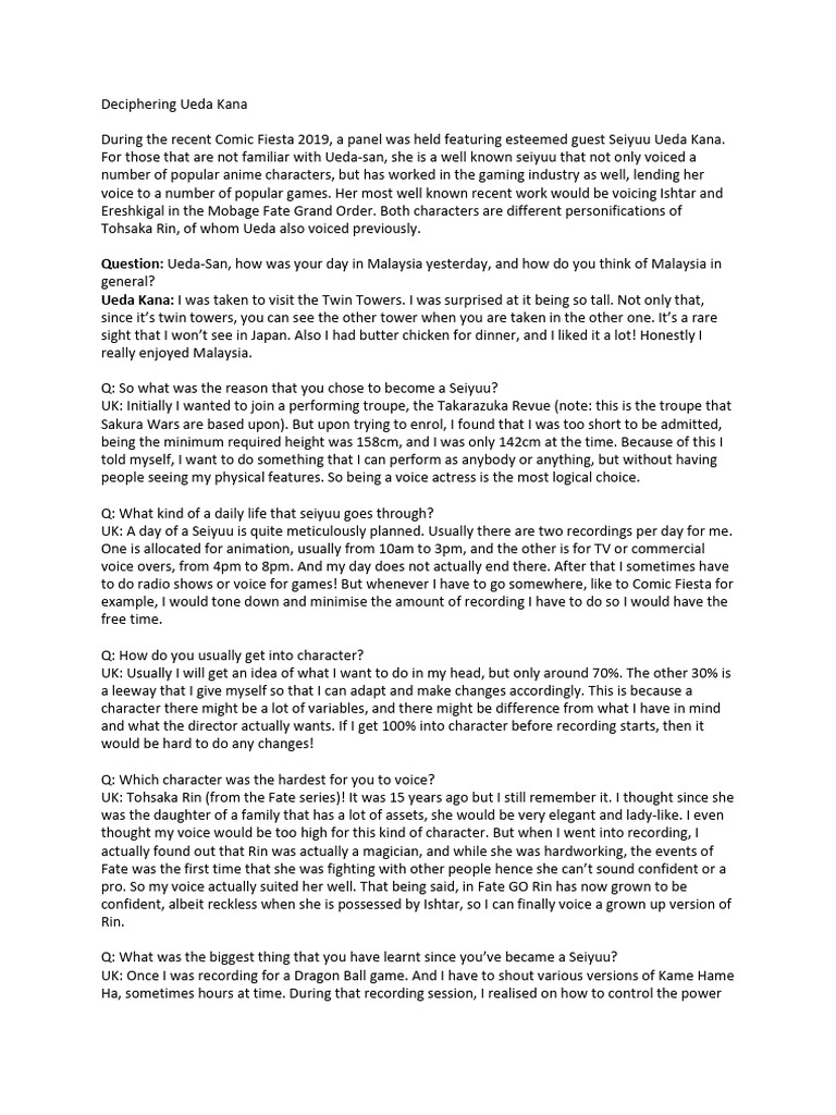 Ueda Kana Insights from Comic Fiesta 2019 PDF