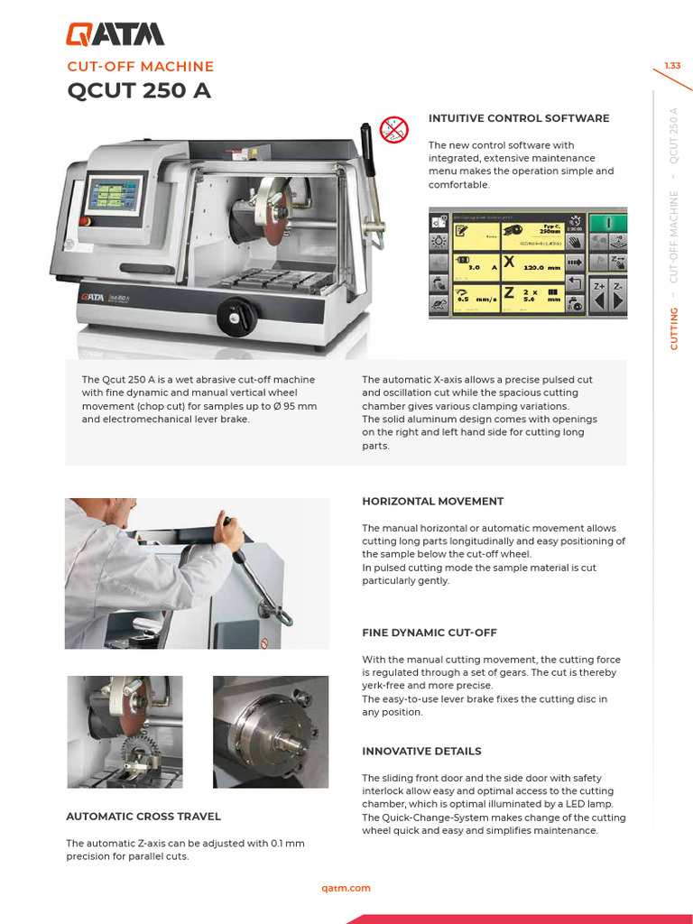 QCUT 250 A Wet Abrasive Cut-Off Machine | PDF | Manufactured Goods