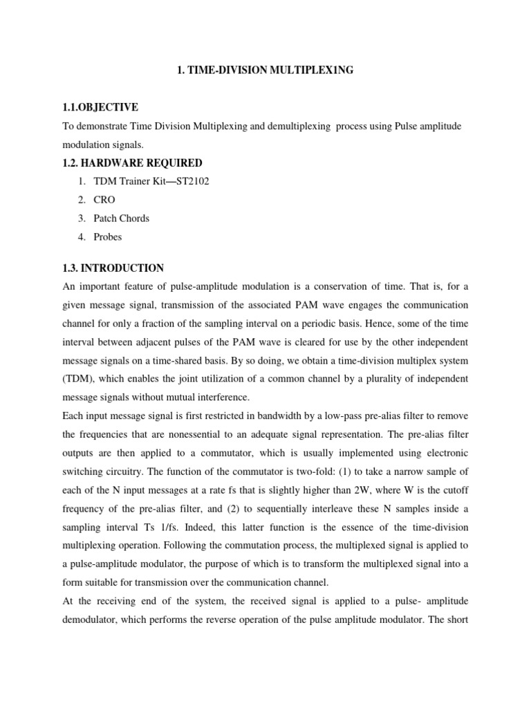 TDM System Demonstration and Diagrams | PDF | Multiplexing | Modulation