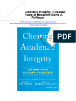 Cheating Academic Integrity Lessons From 30 Years of Research David A Rettinger Full Chapter PDF Scribd