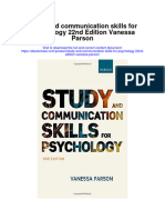 Study and Communication Skills For Psychology 22Nd Edition Vanessa Parson Full Chapter PDF Scribd