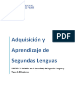 Unidad 3. Variables en El Aprendizaje de Segundas Lenguas y Tipos de Bilingüismo