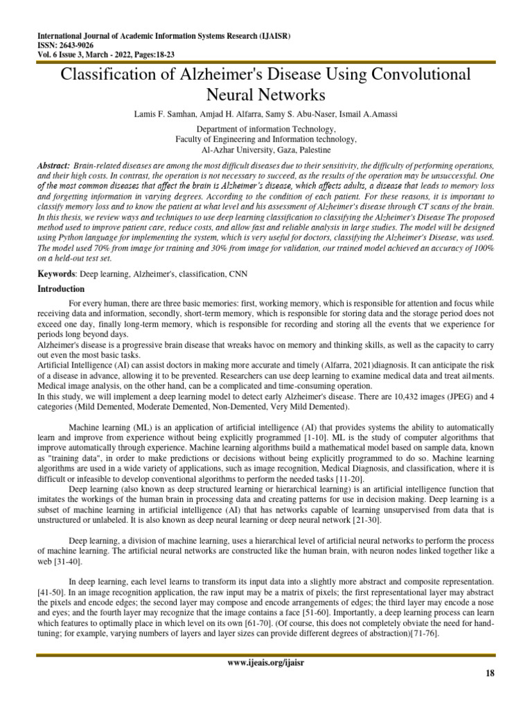Alzheimer's Disease Classification with CNN | PDF | Deep Learning ...