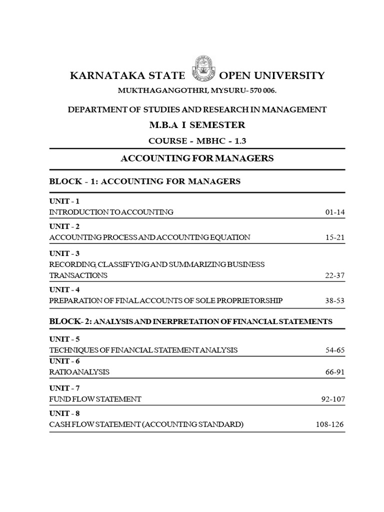 Accounting For Managers Pdf Debits And Credits Going Concern