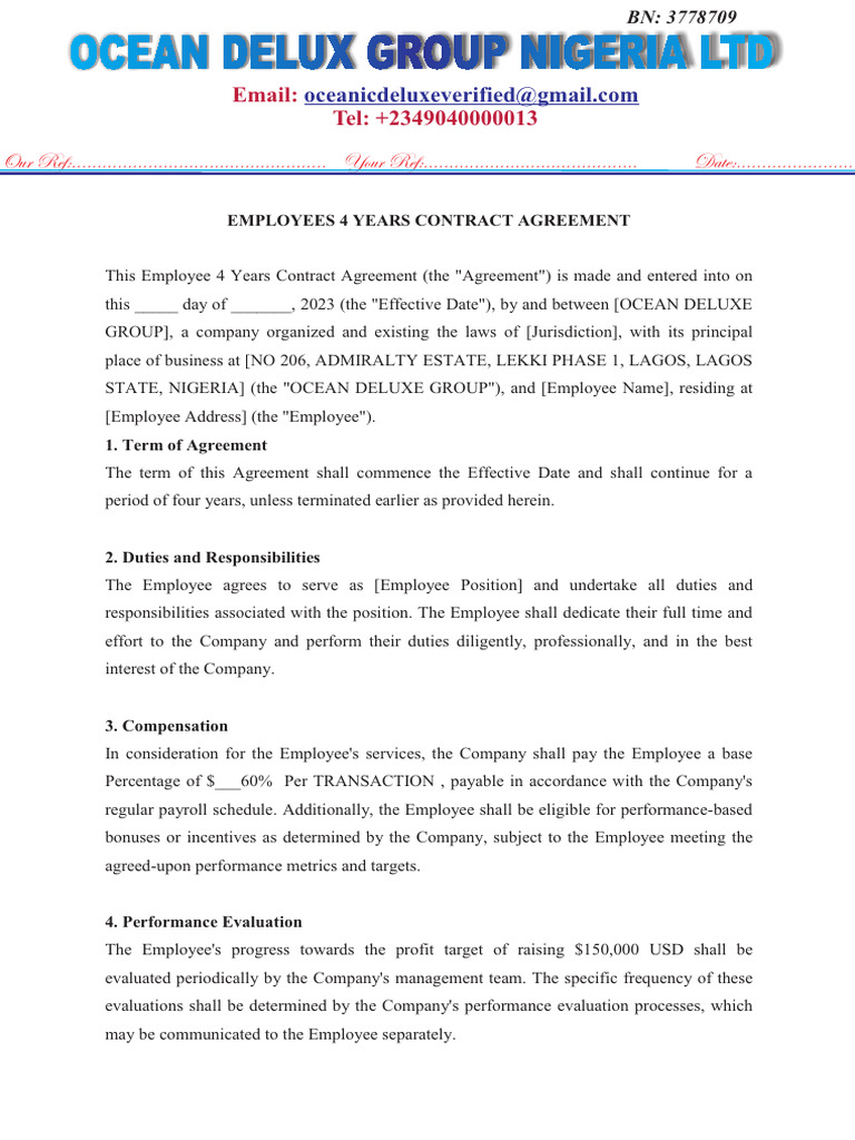Employees 4 Years Contract Agreement | PDF | Employment | Private Law