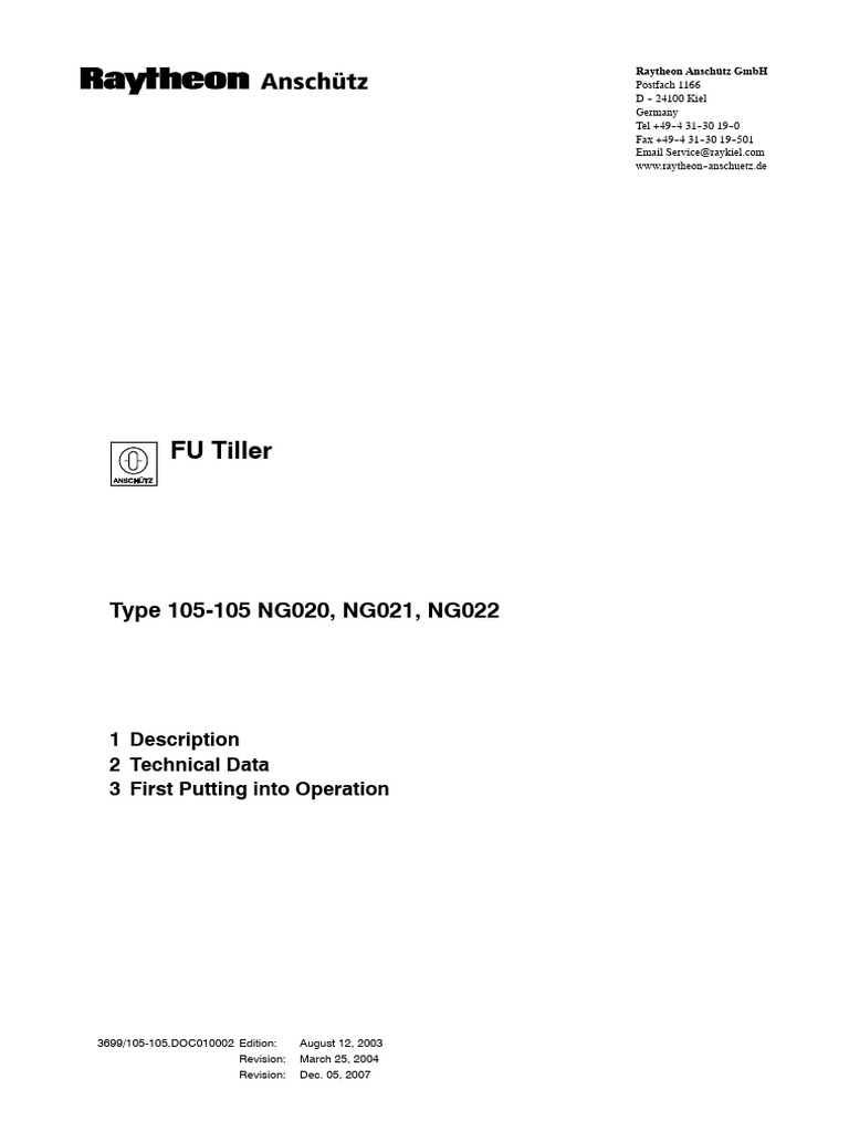 FU Tiller Technical Documentation 105-105 | PDF | Electrical Components ...