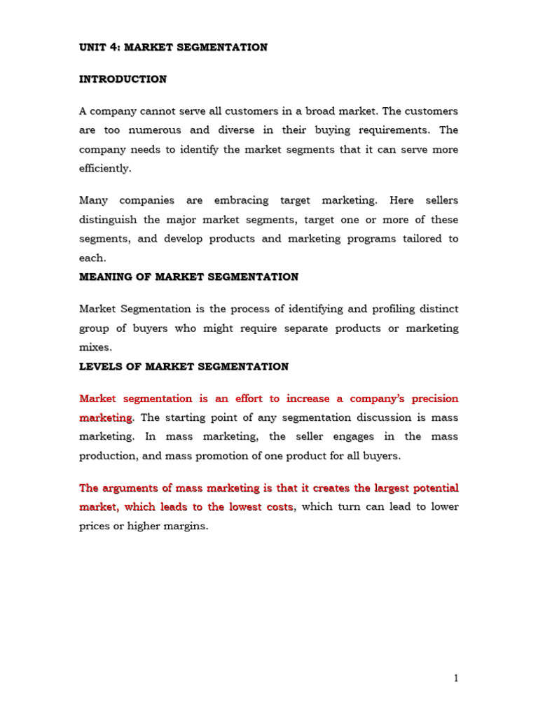 CH 4 | PDF | Market Segmentation | Marketing