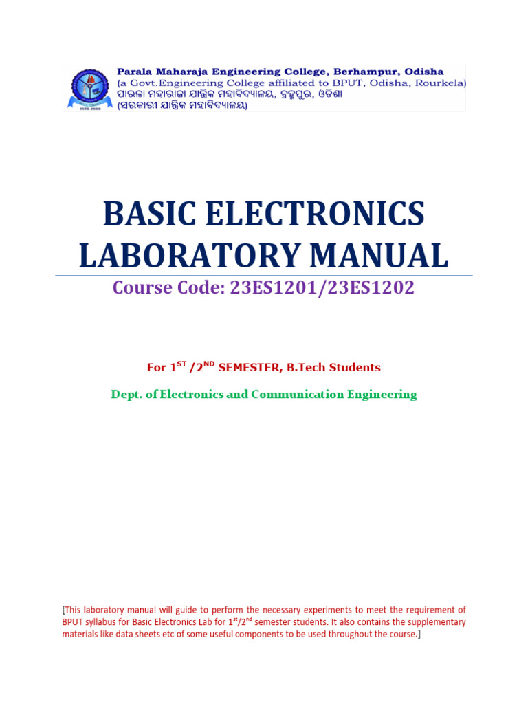 BASIC ELECTRONICS LAB MANUAL Updated | PDF | P–N Junction | Rectifier