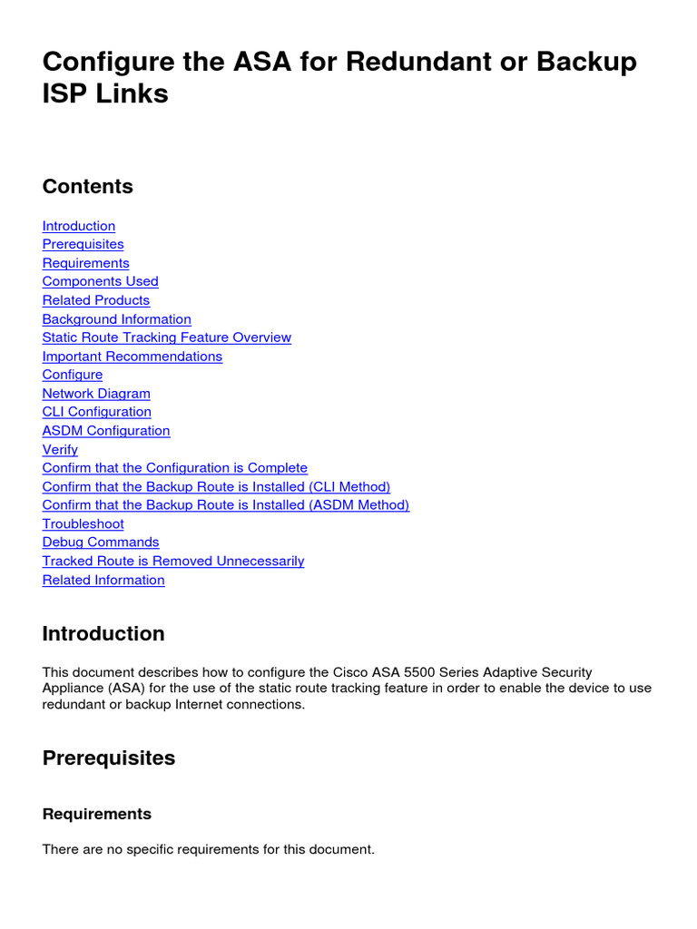 Configure Cisco ASA for Backup ISP Links | PDF | Ip Address | Computer ...