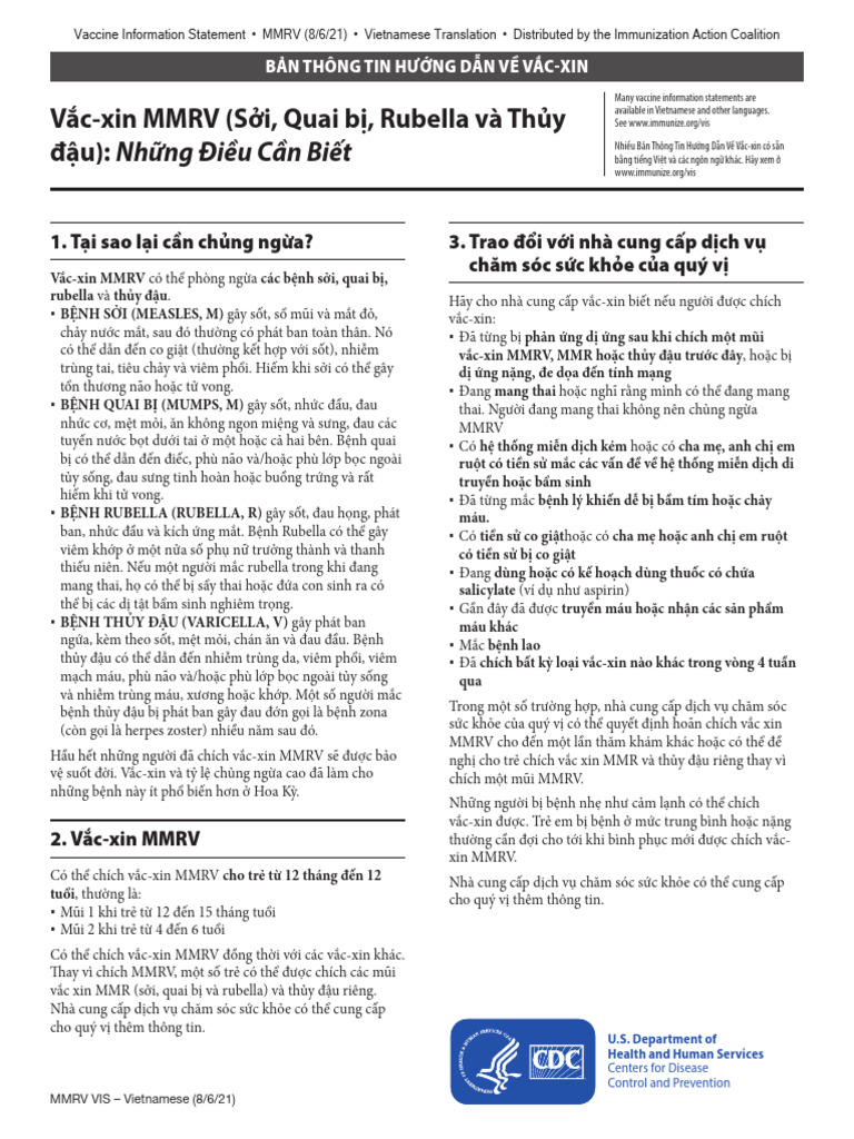 Vietnamese MMRV | PDF