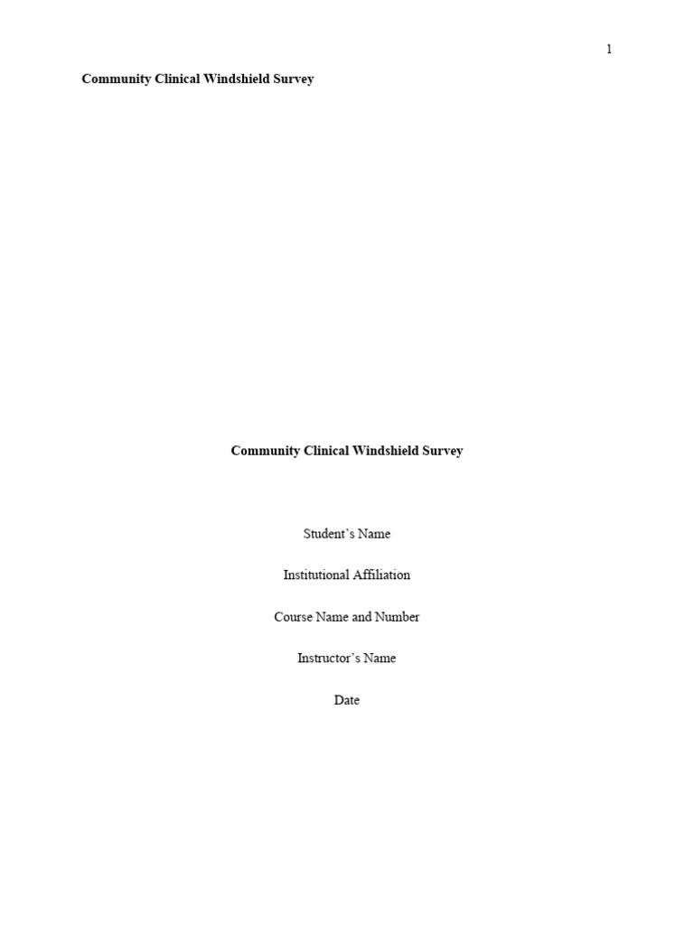 Windshield survey pdf substance abuse chronic condition