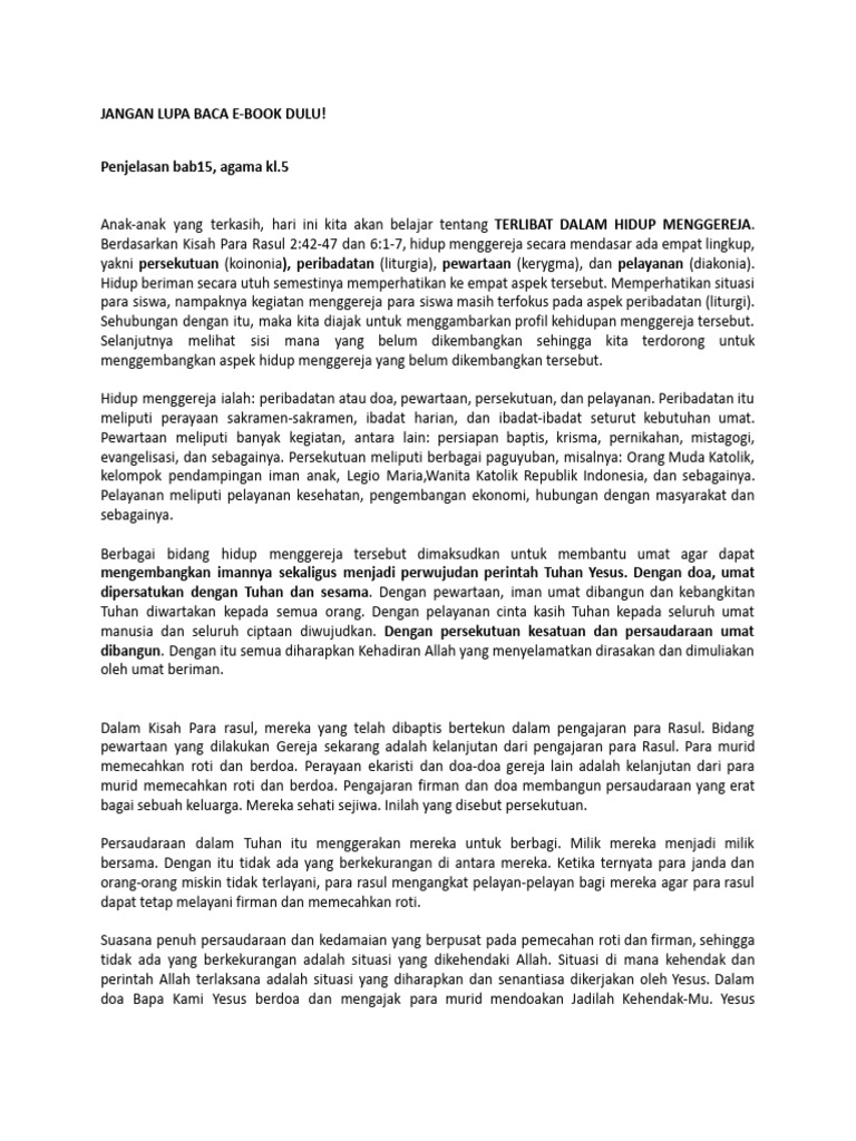 Kegiatan Umat Zaman Para Rasul | PDF