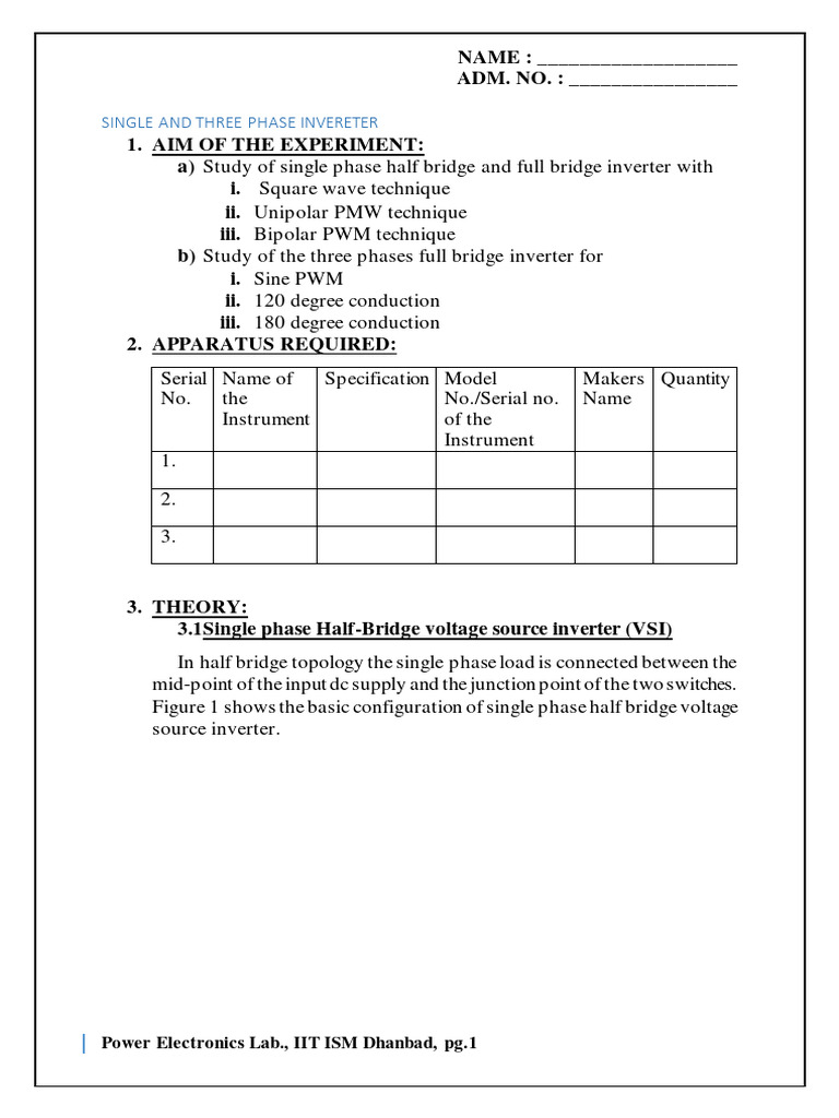 Single and Three Phase Inverter Study | PDF | Power Inverter | Power ...