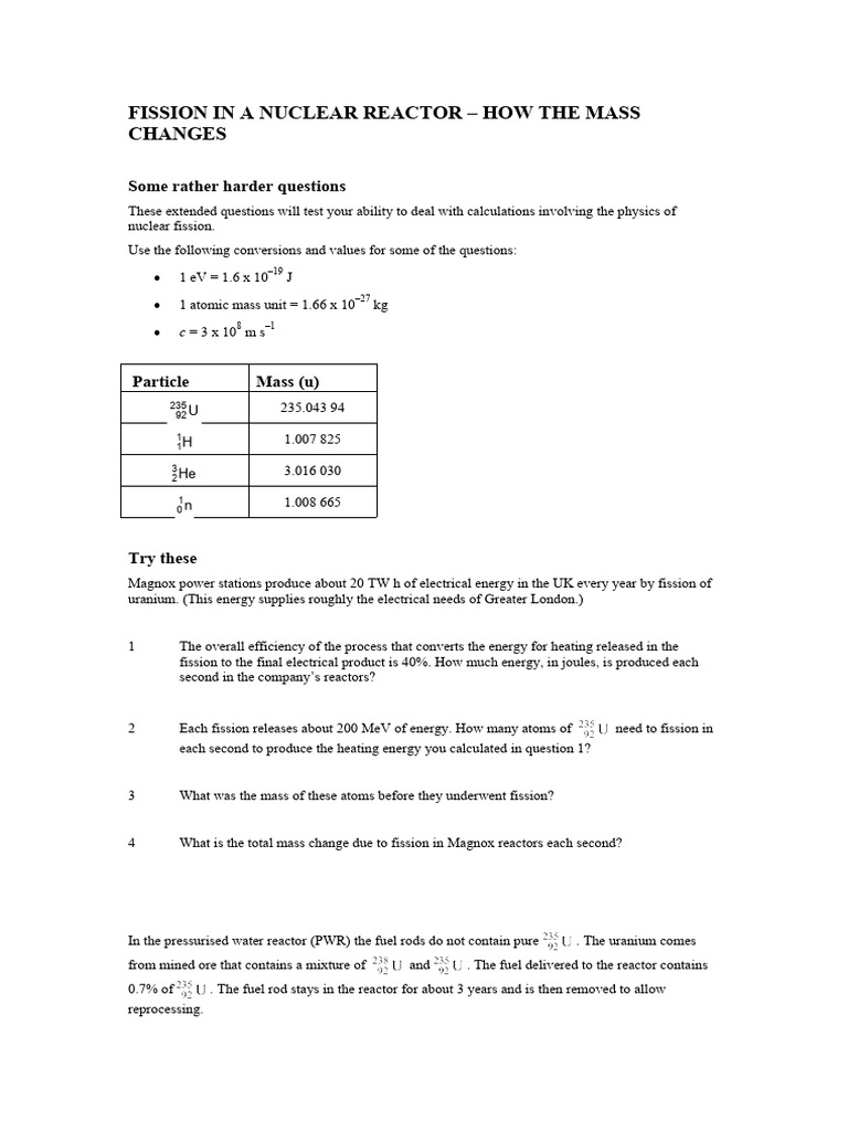 Nuclear Reactor Fission Q&A | PDF | Nuclear Fission | Nuclear Reactor