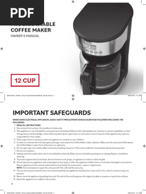 Cooks 12-Cup Coffee Maker Manual | PDF | Coffee