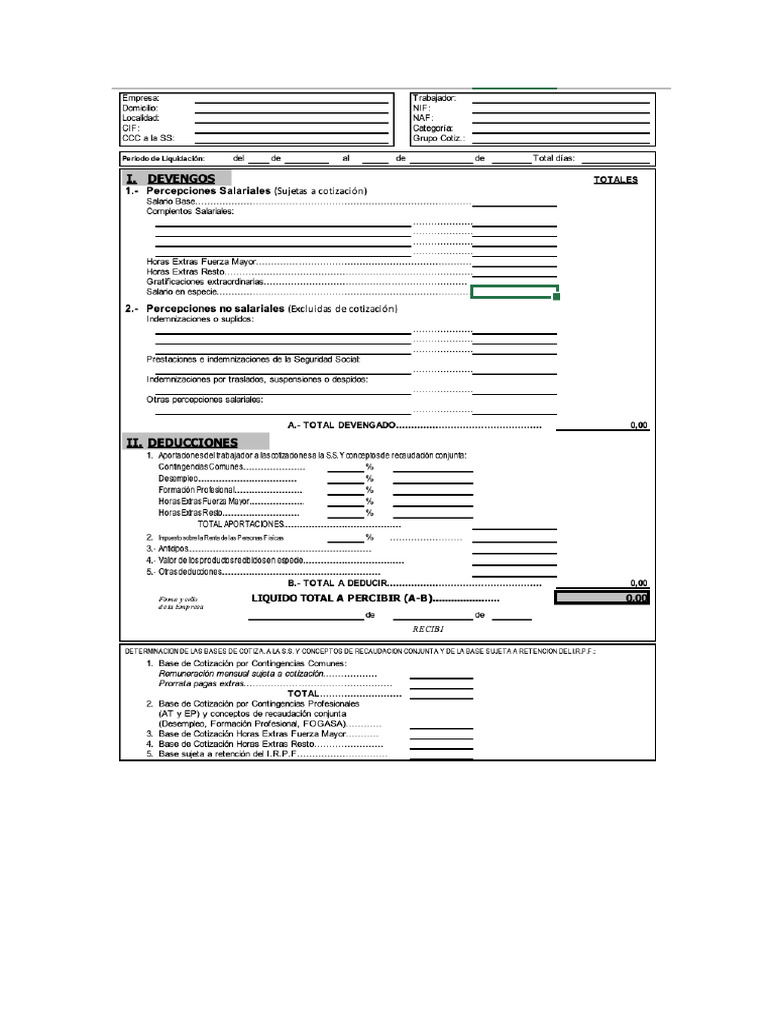Nómina en Excel | PDF