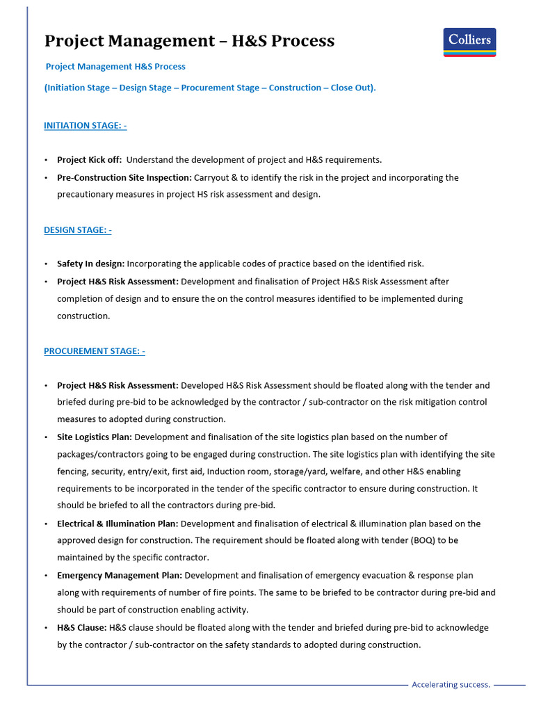 H&S Process in Project Management | PDF | Occupational Safety And ...