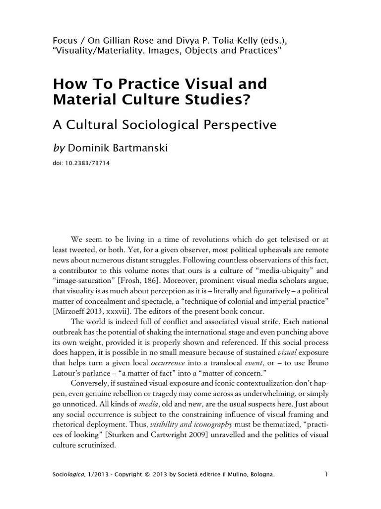 How To Practice Visual and Material Culture Studies? A Cultural ...