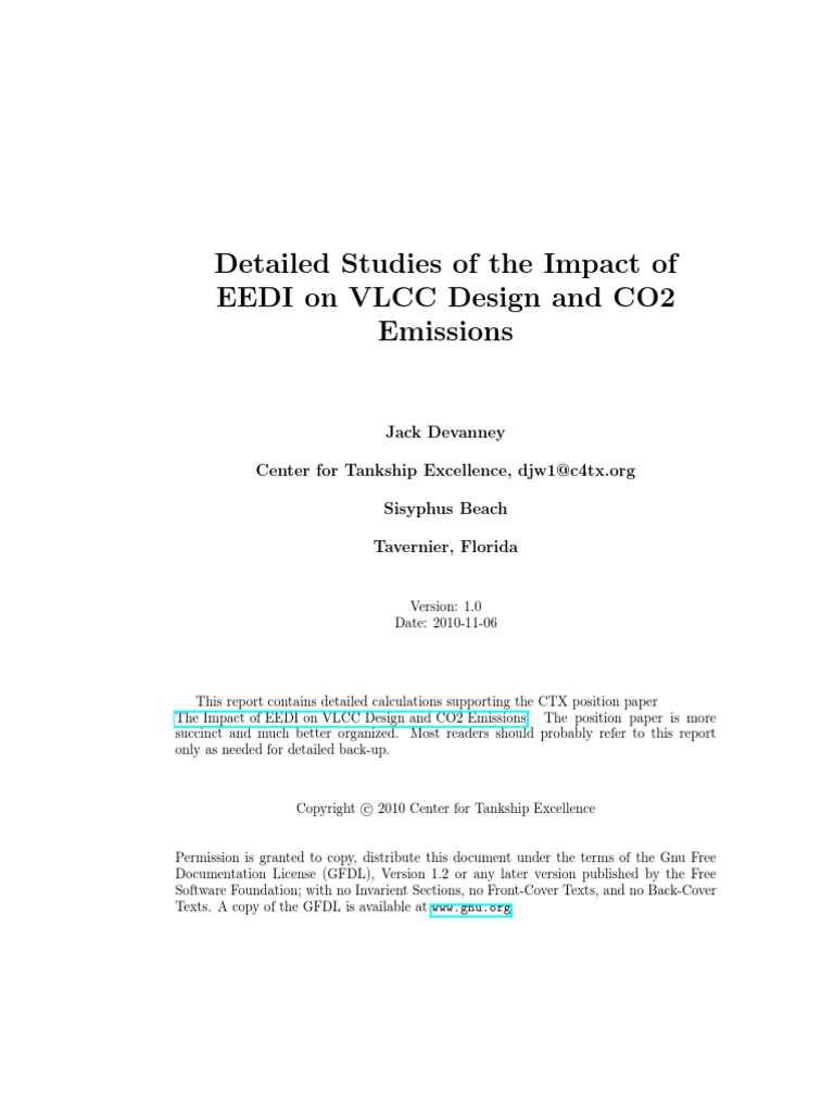Detailed Studies of The Impact of EEDI On VLCC Design and CO2 Emissions ...