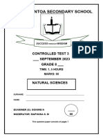 Grade 8 (NS) September 2023 Test 3