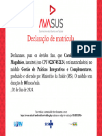 Gestão de Práticas Integrativas e Complementares - Certificado de Matrícula