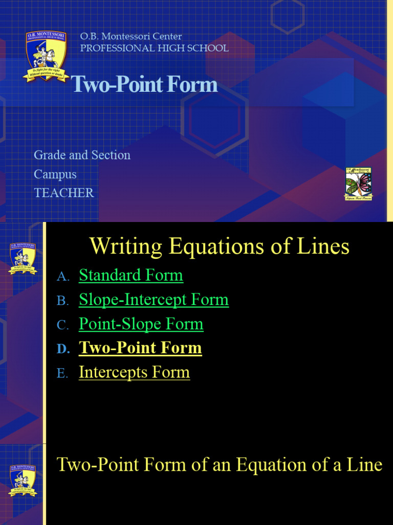 Two-Point Form: Grade and Section Campus Teacher | PDF
