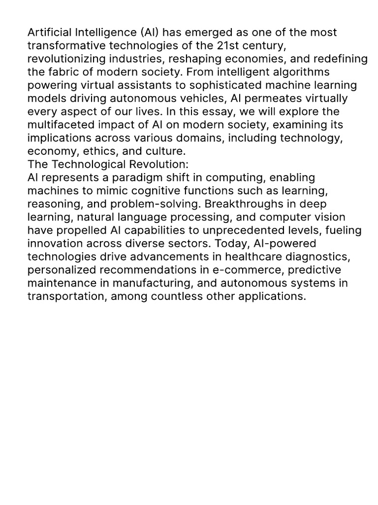 The Impact of Artificial Intelligence On Modern Society - 1 | PDF ...