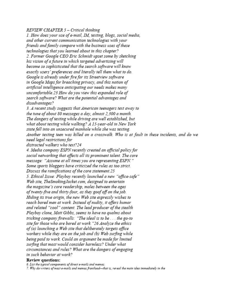 REVIEW CHAPTER 5 Answer | PDF | Memorandum | Communication