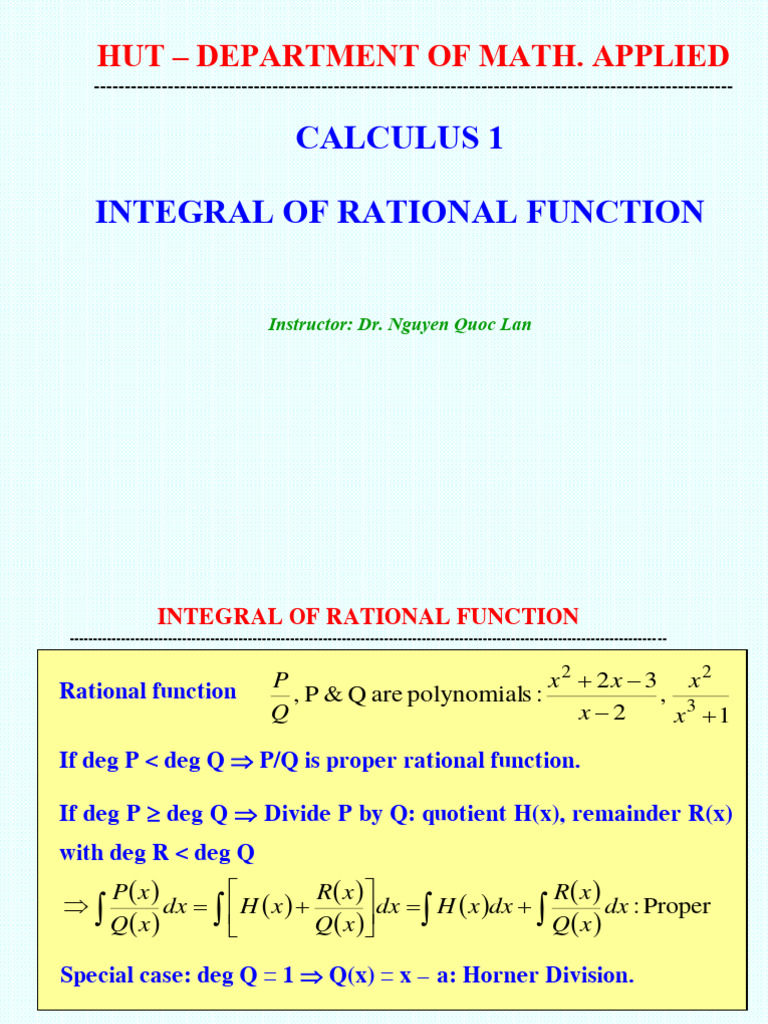 Integral of Rational Functions Explained | PDF | Mathematical Concepts ...