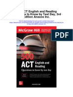 500 Act English and Reading Questions To Know by Test Day 3Rd Edition Anaxos Inc Full Chapter