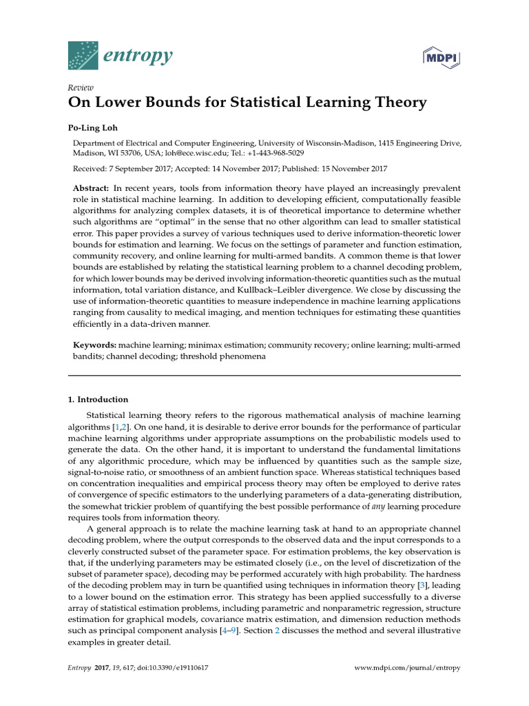 Lower Bounds in Statistical Learning Theory | PDF | Statistics ...