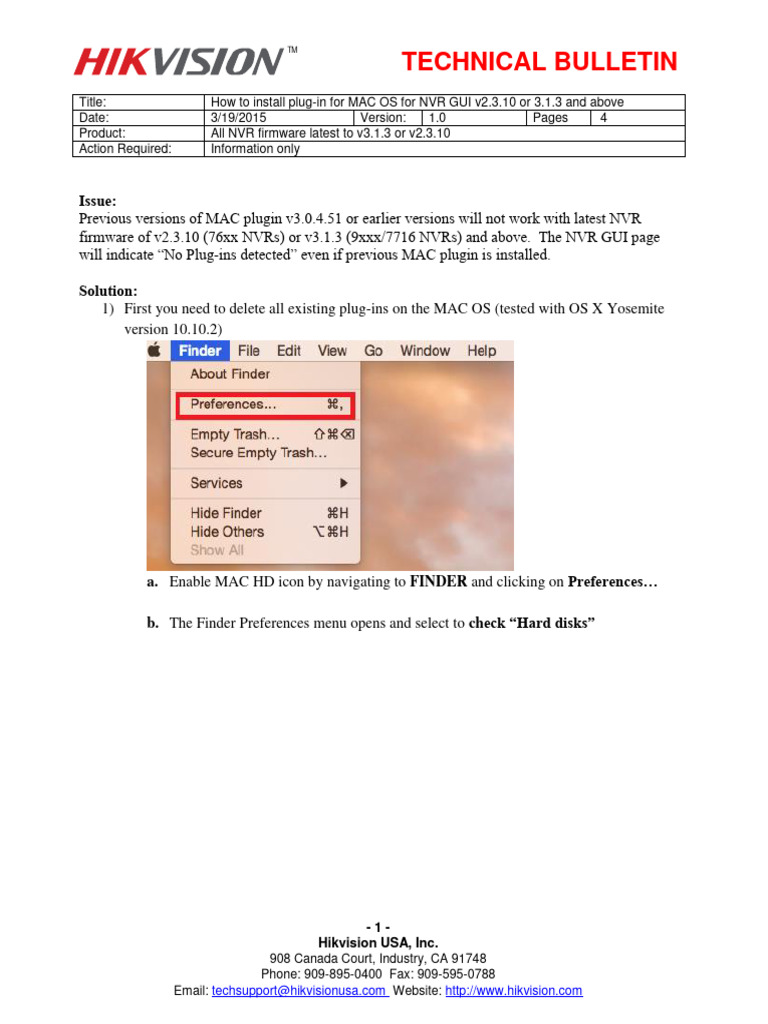 Hikvision MAC Plugin Installation Guide | PDF | Finder (Software ...