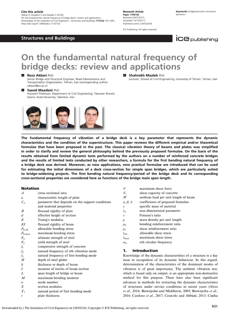 On The Fundamental Natural Frequency of Bridge Decks Review and