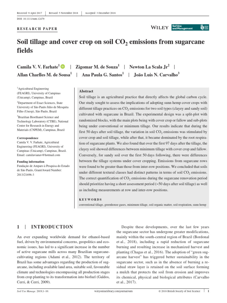 CO2 Emissions in Sugarcane Soils | PDF | Crop Rotation | Soil