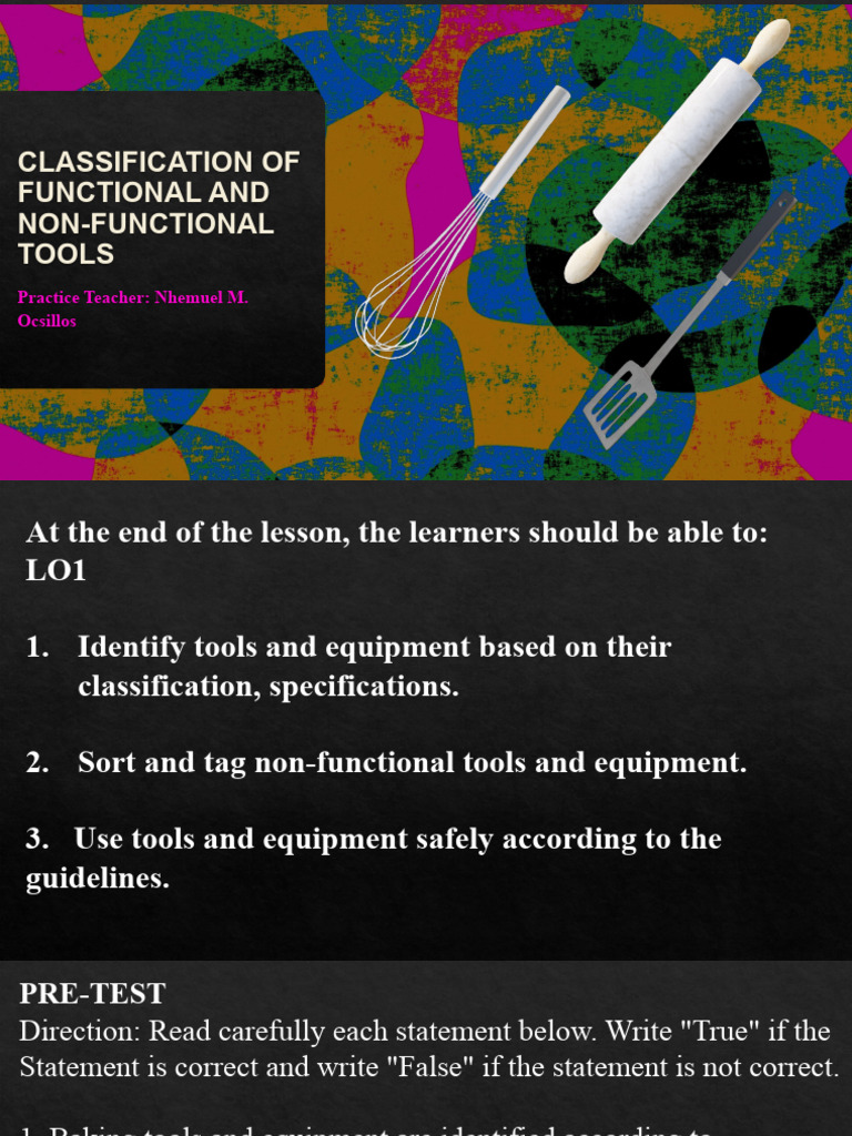 Classification of Functional and NonFunctional Tools (Tle 7 Bread and