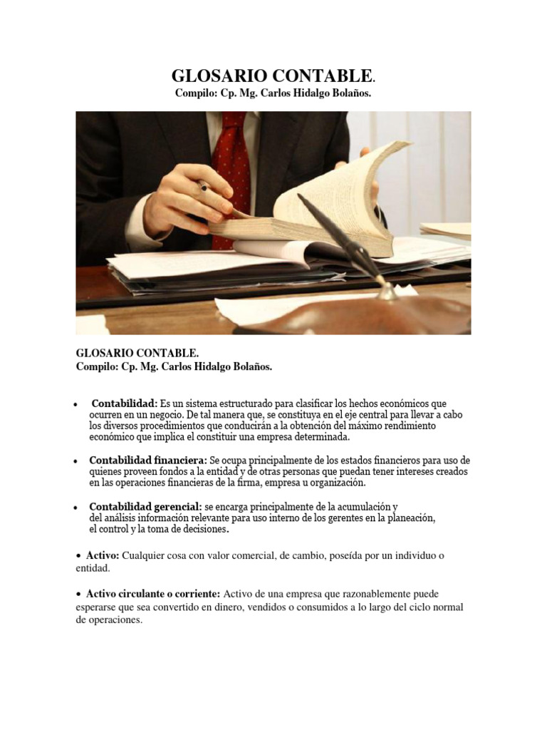 Glosario de Términos Contables | PDF | Contabilidad | Hoja de balance
