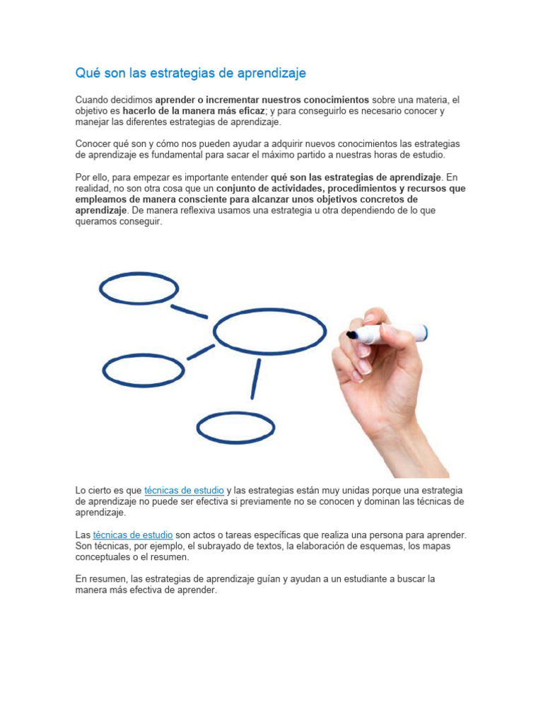 Qué Son Las Estrategias de Aprendizaje | PDF | Aprendizaje | Cognición