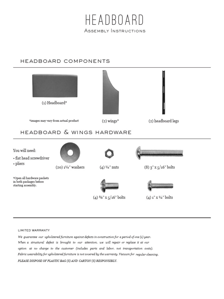 Headboard Assembly Instructions Guide | PDF
